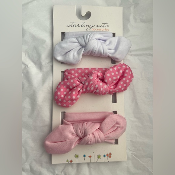 Starting Out Accessories 3 Pack Soft Bow Headband Set for Baby Girl. - Picture 5 of 11